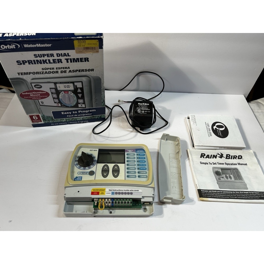 Rain Bird SST-600i 6 Zone Indoor Sprinkler Timer Controller w/ Transformer - Picture 2 of 3